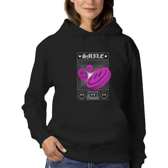 Flying 3D Smiles Techno Style Hoodie Women -Image by Shutterstock, Female XX-Large