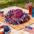 thumbnail image 5 of erdimoy 4th of July Sparkly Cowboy Hat, Red/Blue Patriotic Party Hat with Star Accents & Tinsel Fringe, 5 of 6