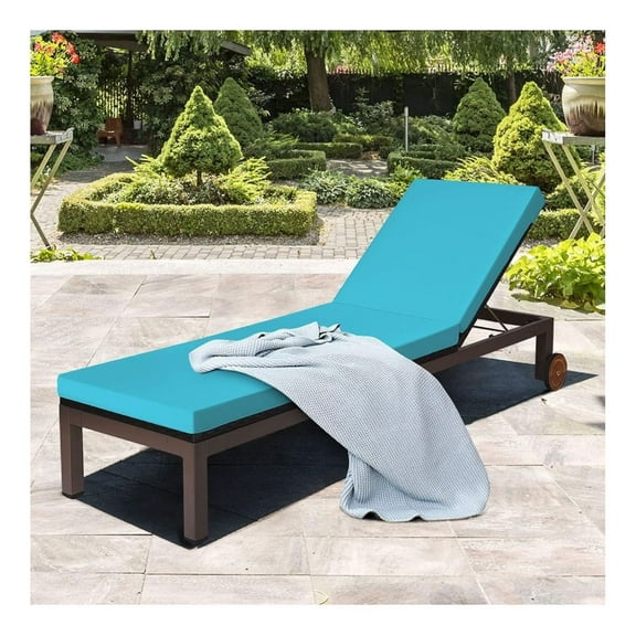 Yunken Outdoor Wicker Patio Chaise Lounge Recliner Chair with 5-Position Adjustment and Wheels, All-Weather PE Rattan, for Poolside, Garden, and Patio