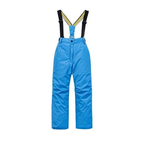 Ruyang Boys Girls Winter Ski Pants Thermal Puffer Snow Overalls Adjustable Straps Straight Leg Warm Down Trousers