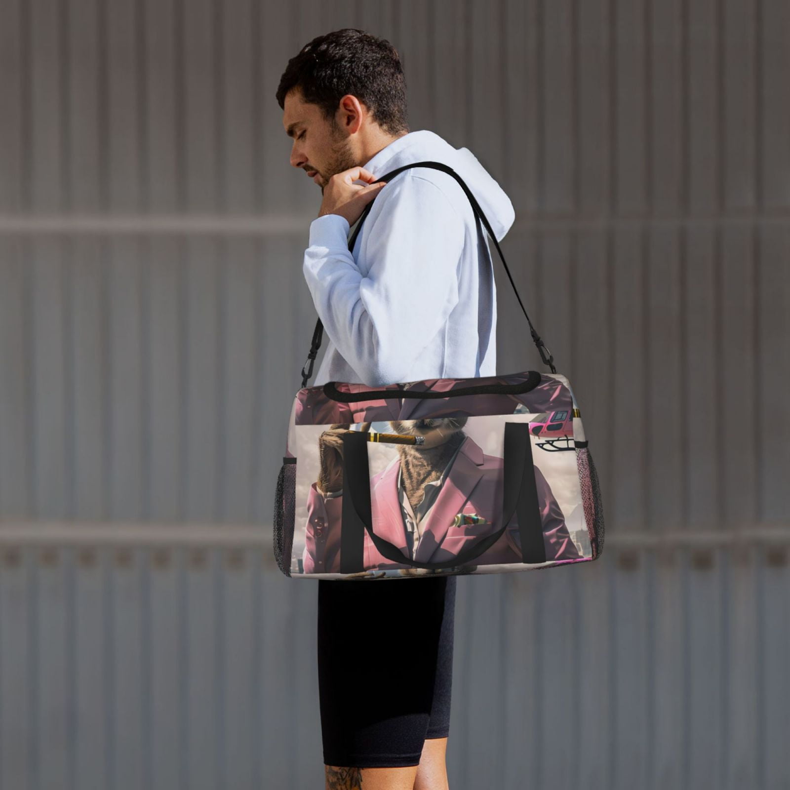 Picia Stylish Kangaroo In Suit Print Travel Duffle Bag,Weekender Bags for Women with Shoe Compartment, Gym Duffel Bag with Wet Pocket, Hospital Bags for Labor and Delivery