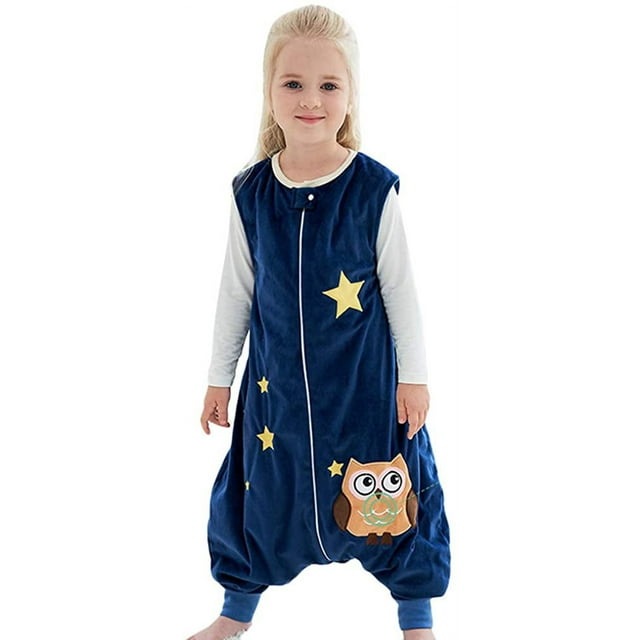 Saco de dormir infantil con piernas, pijama suave y cálido, para niñas, niños, saco de dormir de invierno, mono sin mangas, saco de dormir con pies, pijama de franela, unisex