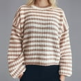 thumbnail image 5 of FDGIU Women's 2025 Winter Striped Color Block Sweater‌ - Long Sleeve Oversized Pullover, Loose Crewneck Comfy Knitted Top, 5 of 7