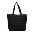 thumbnail image 1 of Quilted Shoulder Bag Large Capacity Cotton-Padded Handbag Soft for Work (Black), 1 of 9
