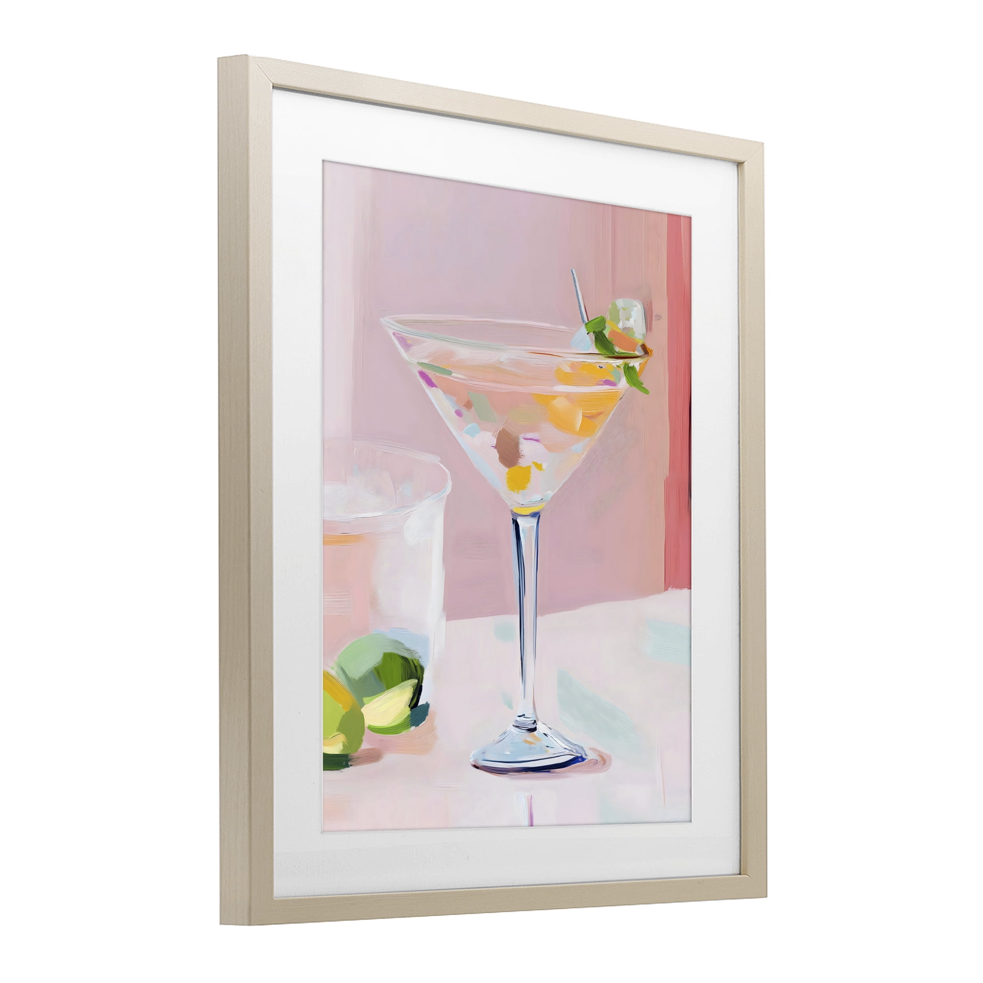 Stupell Industries Pink Martini Bar with Lime Birch Framed Print Under Glass, design by The Prints Vibe