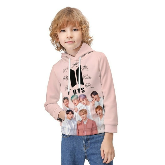Kpop BTS Hoodie 3D Print Pullover Hooded Long Sleeve Sweatshirts Tops Blouse with Pocket for Boys Girls 6-7Y