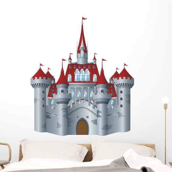 Fairy-tale Castle White Wall Mural by Wallmonkeys Peel and Stick Graphic (48 in H x 42 in W) WM309810