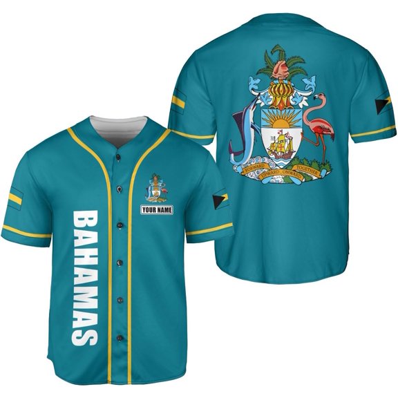 Personalized Bahamas Baseball Jersey Shirt Bahamas Pride Flag Bahamian Jersey Soccer for Men and Women (S)