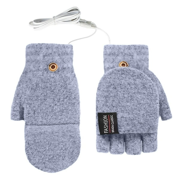 USB Flip Guantes Caliente Doble Calefacción Guantes Medio Dedo Pantalla Caliente Flip Cubierta Invierno Calefacción Suministros