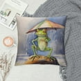 thumbnail image 2 of Nawypu  Rainy Day Frog Throw Pillow Covers Pillow Cases Square Decorative Pillow Covers Soft Cushion Covers for Couch Sofa Bed Home Farmhouse Living Room Decoration Pillowcases, 2 of 5