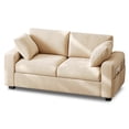 thumbnail image 4 of DWVO 60" Loveseat Sofa, Modern Comfort Sofa with Back Cushions & Side Pockets, Fabric 2 Seater Couch for Living Room, Bedroom and Small Space, Beige, 4 of 10