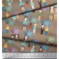 thumbnail image 3 of Soimoi Brown polyester Crepe Fabric Monsoon Theme Human Figure Print Fabric by Yard 42 Inch Wide, 3 of 5