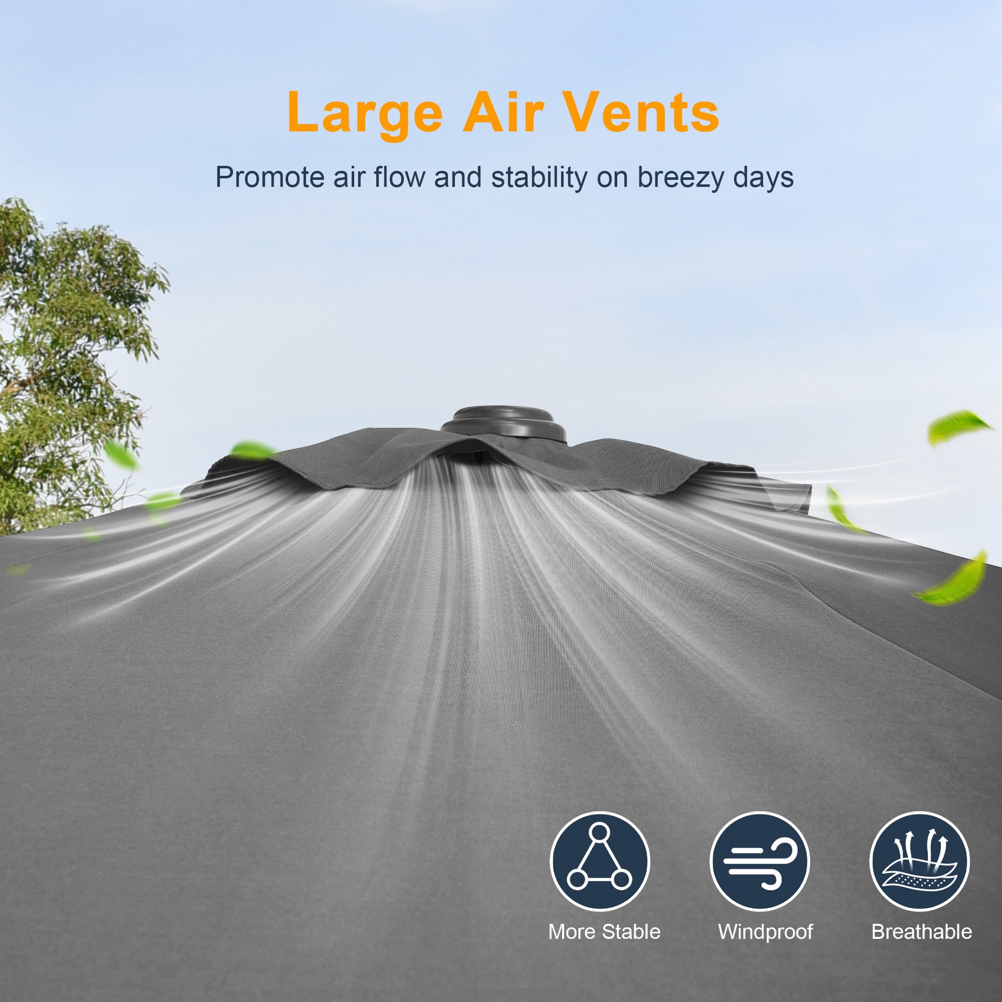ACEGOSES 9ft Outdoor Patio Umbrella with Tilt 8 Ribs and Crank for Garden and Yard,Cold Gray