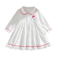 thumbnail image 7 of mgoYE Toddler Infant Baby Girl Christmas Outfit Doll Collar Embroidery Smocked Dress Fall Xmas Outfit(White,18-24 Months), 7 of 7