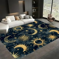 Area Rugs, Sun Moon Stars Celestial Rug Home Modern Carpet, Dreamy Starry Sky Carpet Non-Slip Carpets Rectangle Rug For Living Room, Bedroom, Office And Indoor Decoration