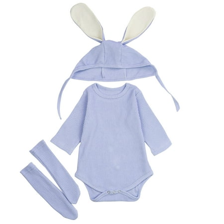 

JDEFEG Cute Outfits for Toddler Girls Girls Boys Solid Ribbed Long Sleeve Romper Rabbit Ear Hat Socks Three Outfits Girls Mom Matching Pajamas Blue 73