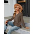 thumbnail image 4 of Blusas de Larga con Cuello Redondo para Mujer, Blusas Holgadas con Botones para Otoño e Invierno 2025. Color Café S, 4 of 10