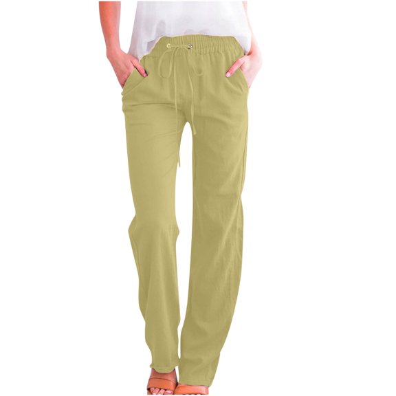 Pants for Women Wide Leg Pants for Women Women High Waisted Wide Leg Pants Casual Drawstring Elastic Trousers Comfy Straight Leg Long Pants With Pockets