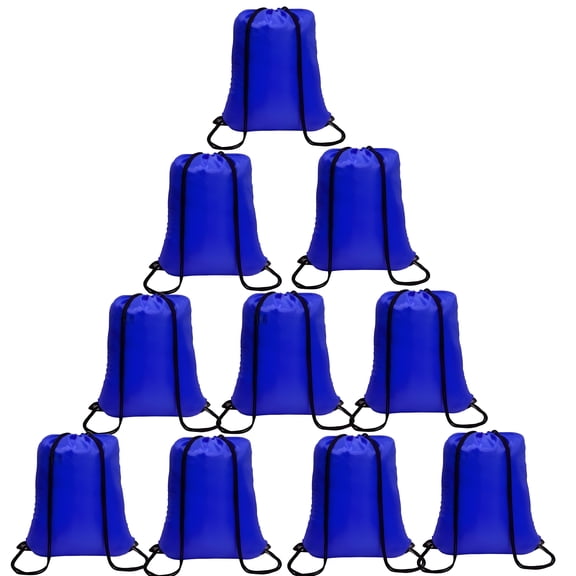 AOMRCOL Drawstring Bags Bulk 10 Pcs Drawstring Backpack Bulk String Back Pack Gym Sport Bag for Women Draw String Bags Pack Nylon Cinch Bags, Blue