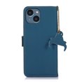 thumbnail image 5 of Nalacover for iPhone 13 Synthetic Leather and Soft TPU Case,360 Protection Flexible Luxury Magnetic RFID Flip Wallet Card Slots Kickstand Shockproof Cover with Cute Pendant.For iPhone 13,Blue, 5 of 8