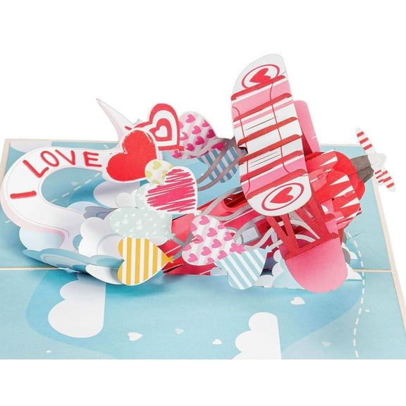 I Love You Biplane Pop Up Card - 5" x 7"