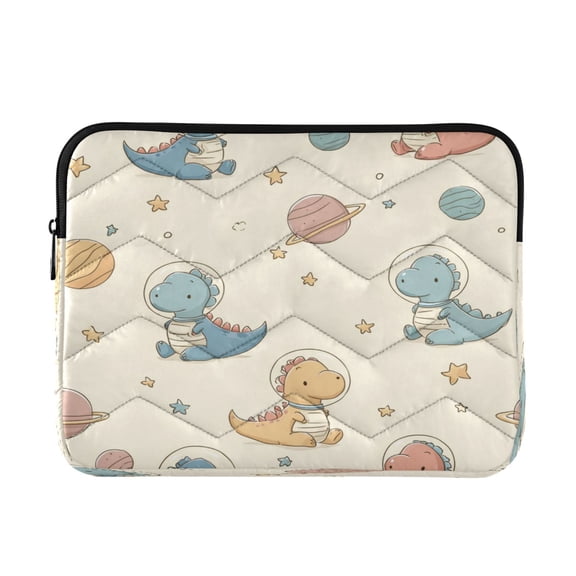 Quilted Laptop Sleeve for 13-16 Inch Laptops Protective Laptop Case Cover Lightweight Travel & Office Essentials Dinosaurs Wearing Spacesuits