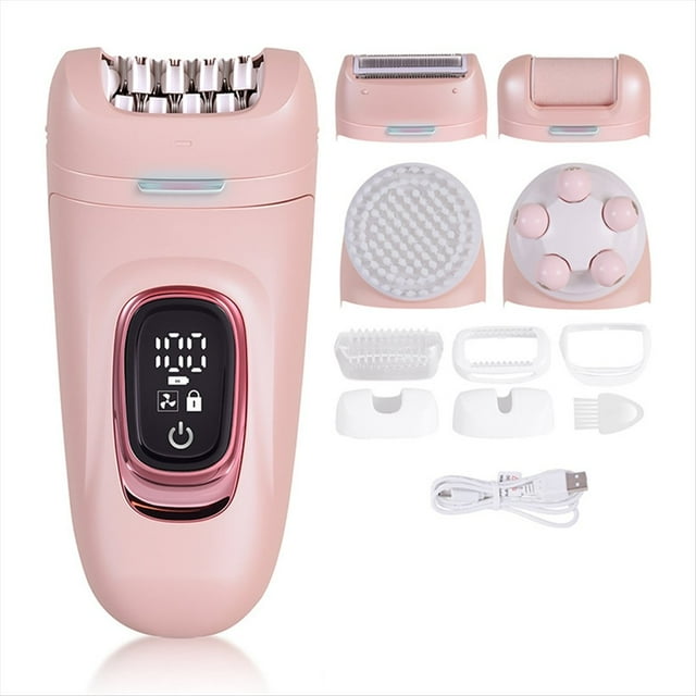 Afeitadora Eléctrica 5 en 1 para Mujer, Recortadora de Bikini con Pantalla LED, Depilación Eléctrica para Piernas, Bikini, Axilas y Vello Púbico.
