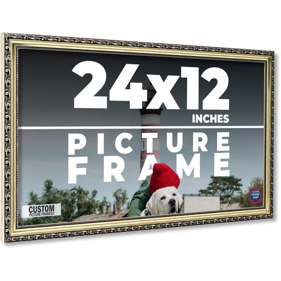 24x12 Frame Silver Solid Wood Picture Frame Width 1.125 Inches | Interior Frame Depth 0.375 Inches
