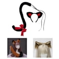 thumbnail image 4 of Conjunto de orejas y cola de gato sintética Disfraz de disfraces Disfraz de Fiestas temáticas de para Fiesta de adultos Macarena Cola de tocado de gato, 4 of 7