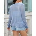 thumbnail image 5 of Yesfashion Women's Ruffle Trim V Neck Button Down Long Sleeve Knit Cardigan Sweater, 5 of 6