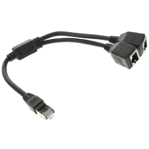 NICEXMAS 1Pc Ethernet Cable Adapter 1 Male to 2 Female Splitter for LAN Network Plug 2 in 1 Accessory (Black)