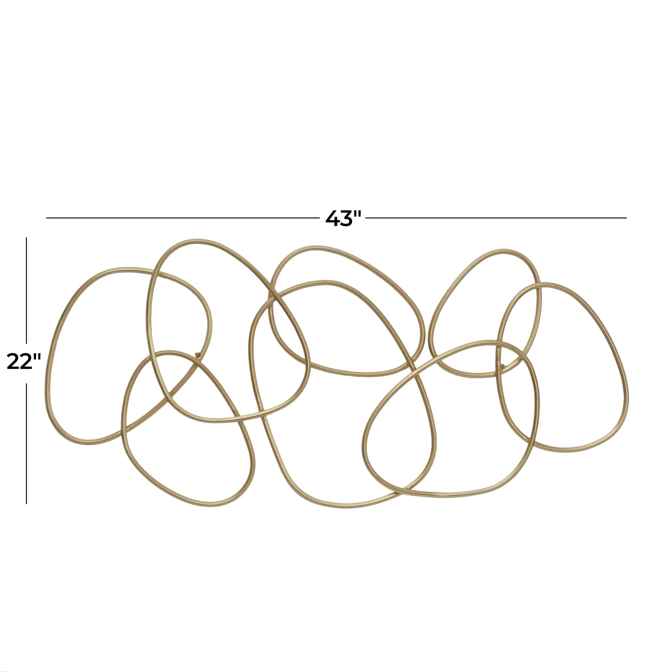 CosmoLiving by Cosmpolitan Contemporary Metal Round Abstract Design Wall Décor, 43"W x 22"H with Gold Polished Finish