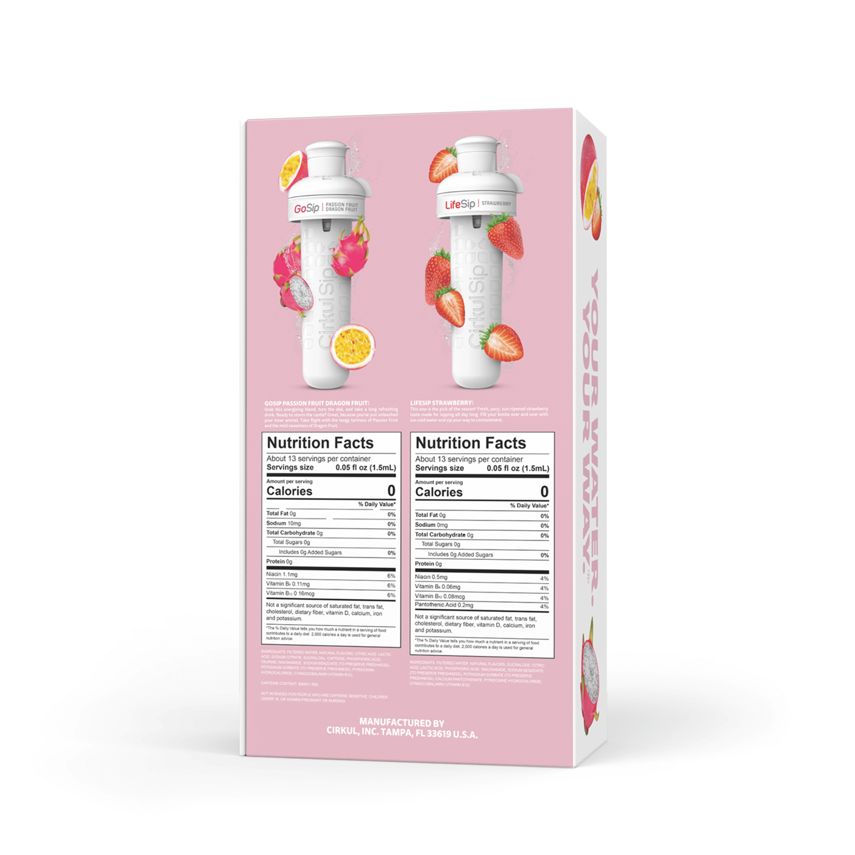 Cirkul 32oz Blush Pink Stainless Steel Starter Kit with Light Pink & White Cirkul Lid 2.0 and 2 Flavor Cartridges (Strawberry & Passion Fruit Dragon Fruit)