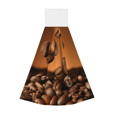 

Sikiie Coffee Beans Hand Towel with Loop Hanging Towel Absorbent Tie Towels for Kitchen Tea Bar Bathroom Decor