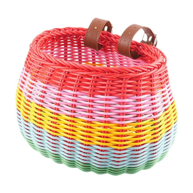 Cesta delantera para bicicleta para niños, decoración delantera para bicicleta, accesorios multifunción, cesta para bicicleta tejida a mano con