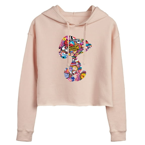 Peanuts - Snoopy Silhouette Pattern - Juniors Cropped Pullover Hoodie