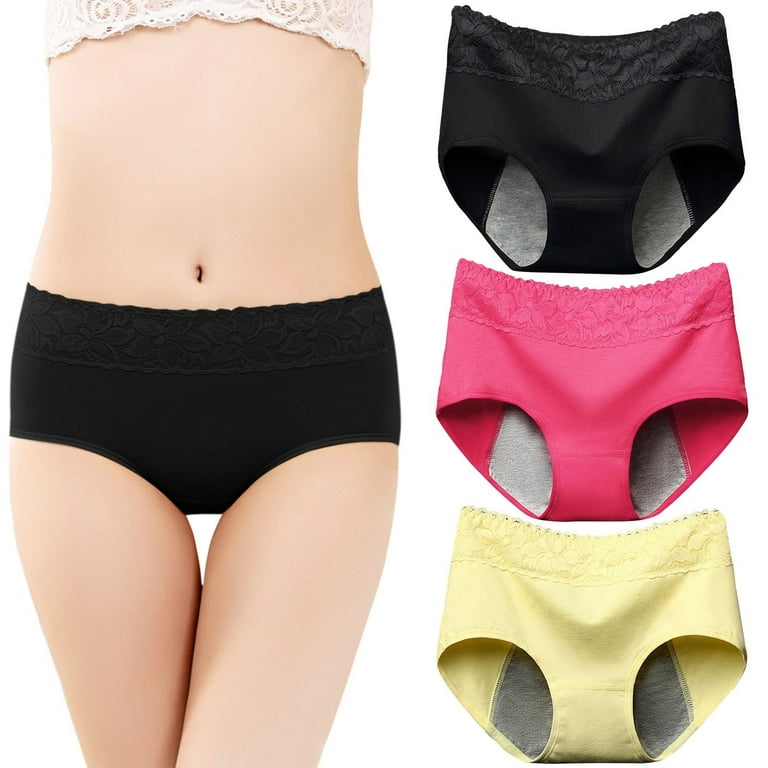 VBARHMQRT Women's Panties Cotton Seamless 3Pc Menstrual Underwear Lace  Panties Briefs Mid Waist Briefs Lace Sexy Underwear Leakproof Underwear for