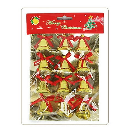 VICOODA Christmas Decorations Golden Bow Small Bell Christmas Tree Pendant 3CM 12