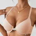 thumbnail image 6 of Feancey Women's Push Up Bra Front Closure Bras Solid Color Breathable Wireless Brassiere Lightly Padded Supportive Everyday Bralettes Beige S, 6 of 10