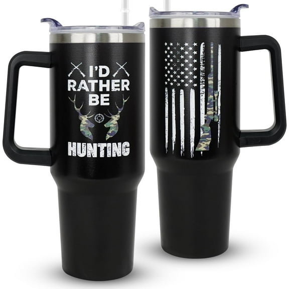 Hunting Gift For Men,Funny Gift For Hunters Deer Hunter Gifts For Man Father''s Day Gifts For Hunters Dad,Boy,Husband,40oz Tumbler With Handle And Straw And Lid Coffee Cup Stainless Steel Travel Mugs