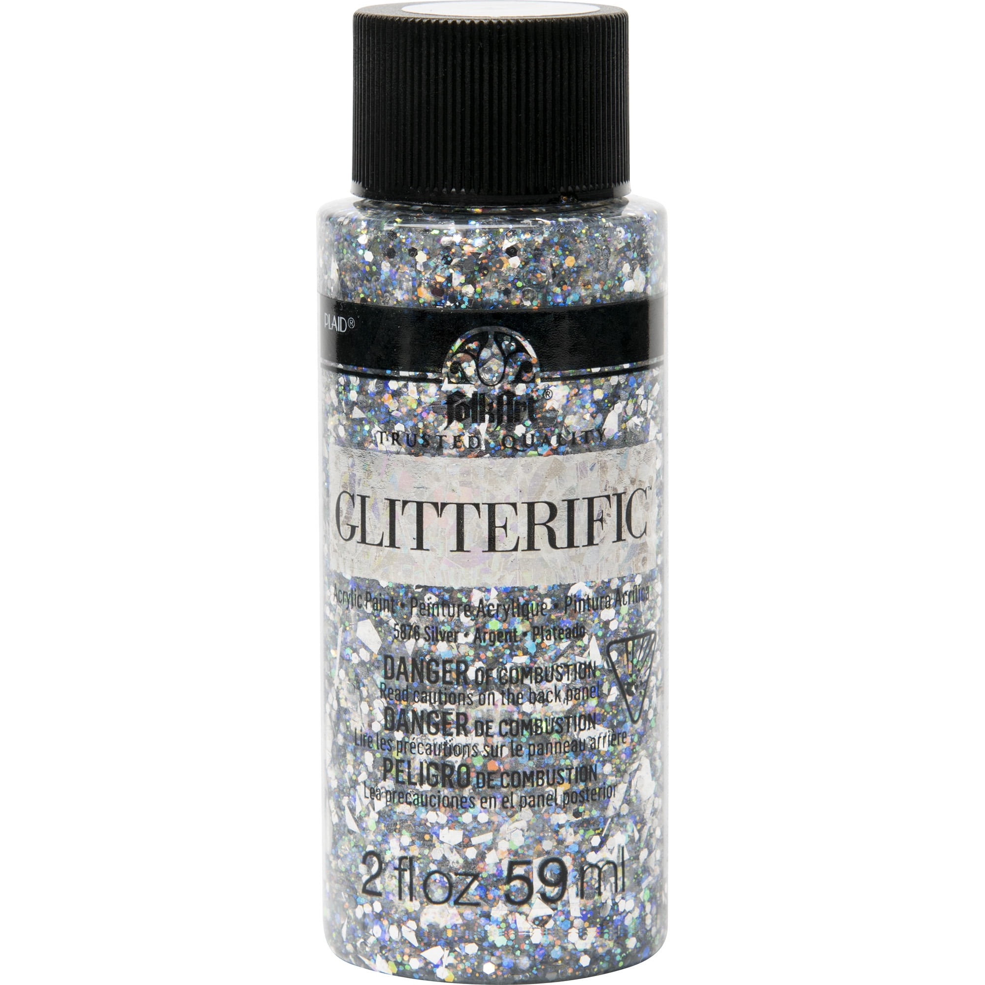 FolkArt Glitterific Acrylic Craft Paint, Glitter Finish, Silver, 2 fl oz