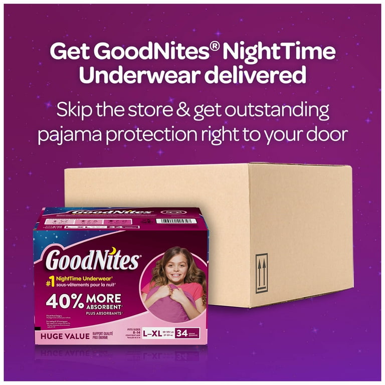 GoodNites Bedtime Bedwetting Underwear for Girls, Size L-XL