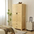 thumbnail image 2 of Better Home Products Pine Wood Closet with Raised Doors and 2-Drawers in Natural, 2 of 8