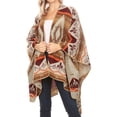 thumbnail image 3 of Sakkas Lupe Womens Reversible Poncho Wrap Cape Shawl Sweater Coat Cardigan Pattern - Aztec Brown - One Size Regular, 3 of 7