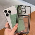 thumbnail image 3 of Compatible for iPhone 14 Pro 6.1 Inch Bling Plating Case with Card Slot, Cute Clear Glitter Phone Case for Women Girls Soft TPU Shockproof Back Cover for iPhone 14 Pro Green, 3 of 15
