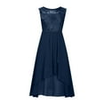 thumbnail image 4 of Bigersell Formal Dresses for Women Evening Party Midi Dress Summer Round Neck Sleeveless Cocktail Party Dress Mesh Waited Ruffle A-Line Flowy Dresses Asymmetrical Dress Style B-18 Navy-R L, 4 of 5