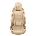 thumbnail image 5 of WRWolf Universal SUV Sedan Truck Crew Cab Car 5-Seat Covers Front & Rear Full Set PU Leather Breathable Waterproof Seat Cushion Protector,Beige, 5 of 7