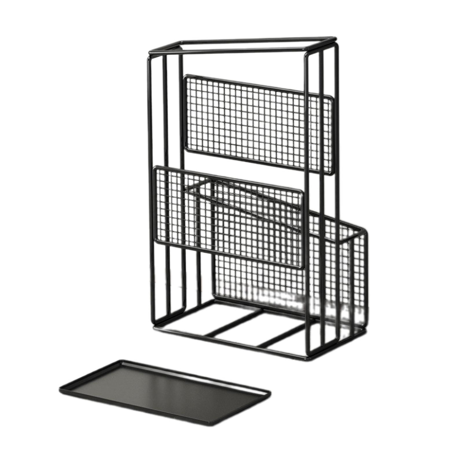 Fiocias Umbrella Holder Storage Bin Stable Iron Large Capacity Storage Bucket Convenient Black