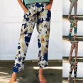 thumbnail image 4 of yunLCZ Women's Wide Leg Pants Boho Women's Linen Pants With Petite Summer Beachwear Lightweight Elastic Waist Pants Business Work Casual Pants, 4 of 4