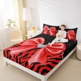 thumbnail image 4 of spefrowx Glitter Zebra Red Bow Print King Sheets for Women, Starry Gem Love Heart Bedding, 4-Piece, 1 Flat Sheet, 1 Fitted Sheet and 2 Pillowcases, 4 of 6